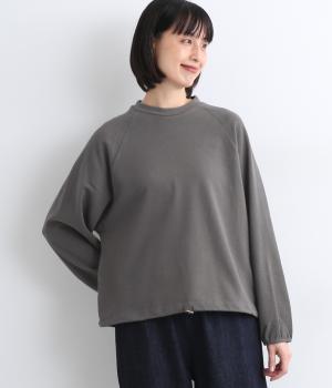 コットン変わり編みリブ裏毛　ラグランワイドプルオーバー(ダークグレー-F)