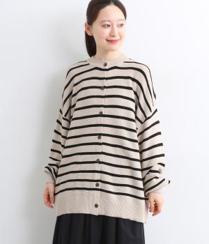 アクリルコットンガーダー編み　ニットカーディガン(エクリュ-F)