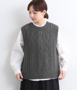 アクリルコットン模様編み　ニットベスト