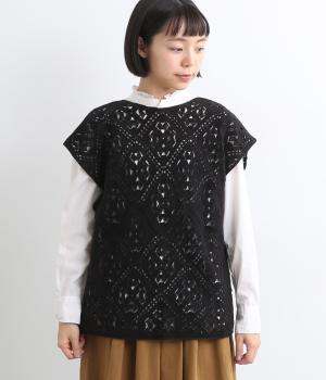 かぎ針編み　2wayベスト(クロ-F)