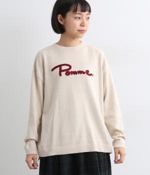 ニードルパンチ刺繍　ニットプルオーバー(アイボリー-F)