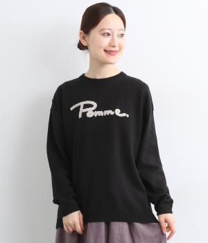 ニードルパンチ刺繍　ニットプルオーバー(クロ-F)