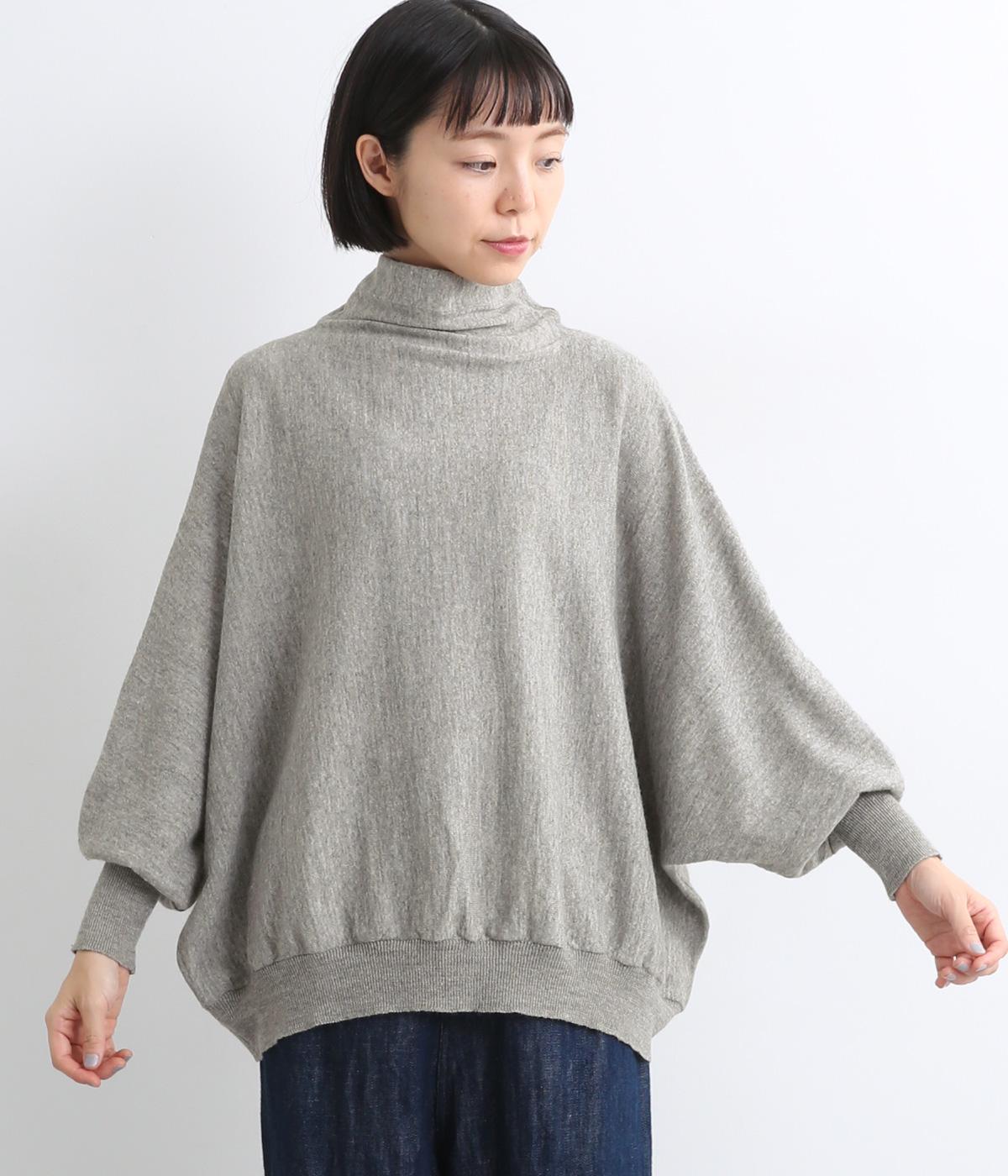 【tukuroi by SUN VALLEY】リネンウール混　 ドルマンハイネックニットプルオーバー(グレー-F)