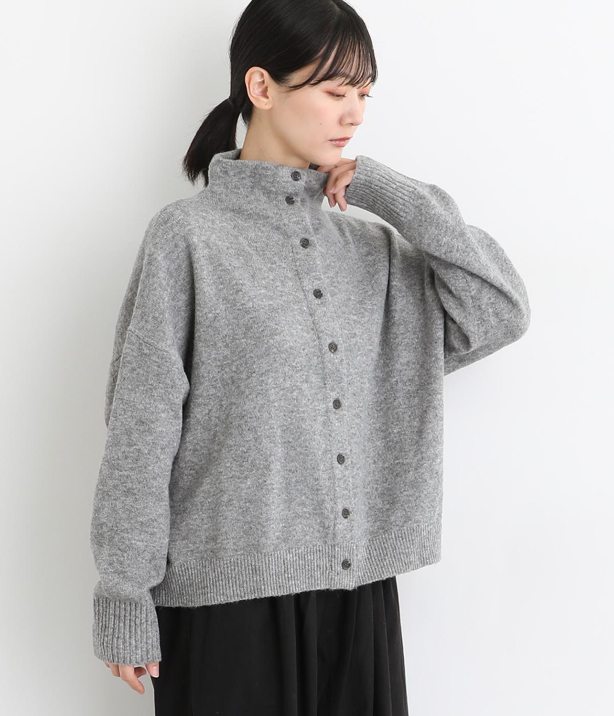 【tukuroi by SUN VALLEY】ウール混ミドルゲージ　2wayニットカーディガン(T/グレー-F)