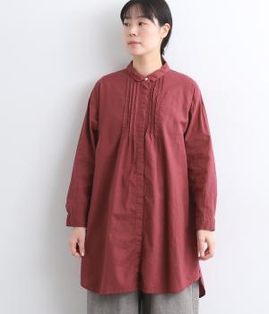 【tukuroi by SUN VALLEY】コットンリネン平織日本製品染　ピンタックチュニック(カシスピンク-F)