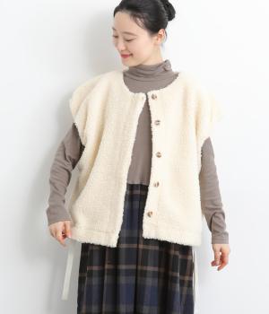 ムートンボアベスト(アイボリー-F)