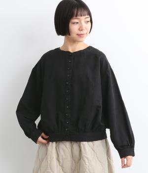 【tukuroi by SUN VALLEY】コットンジャカード日本製品染　2wayブラウス(クロ-F)