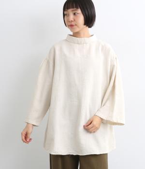 【tukuroi by SUN VALLEY】コットンジャカード日本製品染　モックネックチュニック(アンティークホワイト-F)