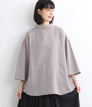 【tukuroi by SUN VALLEY】コットンジャカード日本製品染　モックネックチュニック(パープルグレー-F)