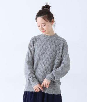 【tukuroi by SUN VALLEY】ウール混ミドルゲージ　ニットプルオーバー(杢グレー-F)