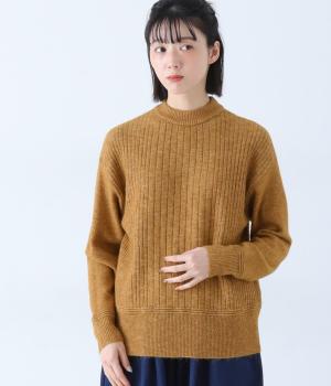 【tukuroi by SUN VALLEY】ウール混ミドルゲージ　ニットプルオーバー(キャメルブラウン-F)