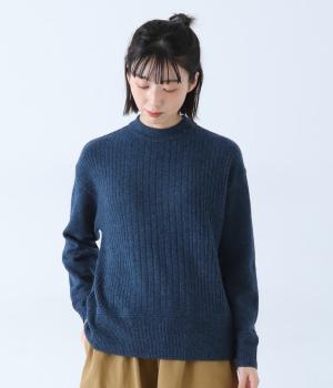 【tukuroi by SUN VALLEY】ウール混ミドルゲージ　ニットプルオーバー(グリーンブルー-F)