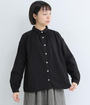 コットンダブルガーゼ 日本製品染ブラウス(クロ-F)