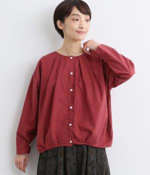 コットンオックス日本製品染2wayブラウス(ルビー-F)