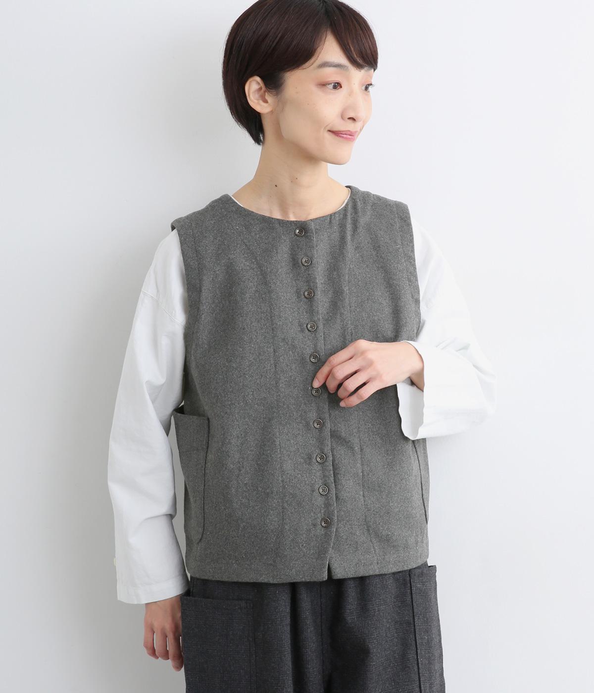 ウールライク2wayベスト(グレー-F)