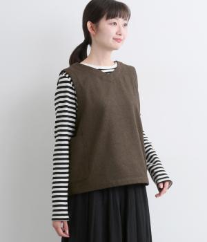 ウールライク2wayベスト(ブラウン-F)