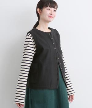 ウールライク2wayベスト(クロ-F)