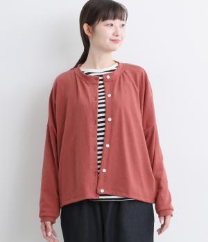 ストレッチスムース起毛カーディガン(シャビ―レッド-F)