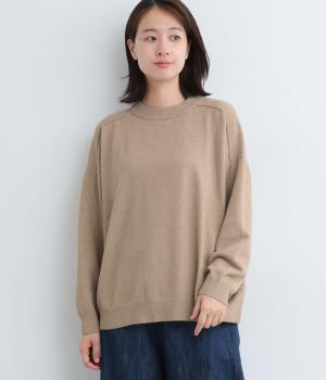 リサイクルポリエステルナイロン天竺ニットプルオーバー(グレージュ-F)