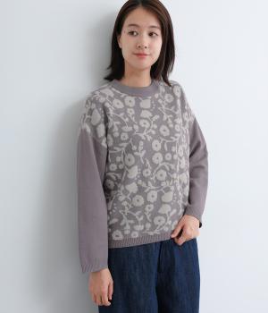 ダブルジャカードニットプルオーバー(パープルグレー-F)