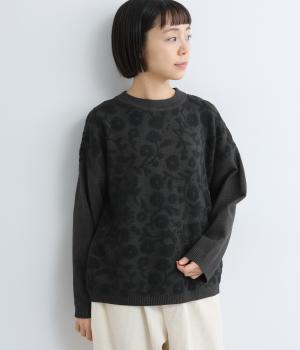 ダブルジャカードニットプルオーバー(チャコール-F)