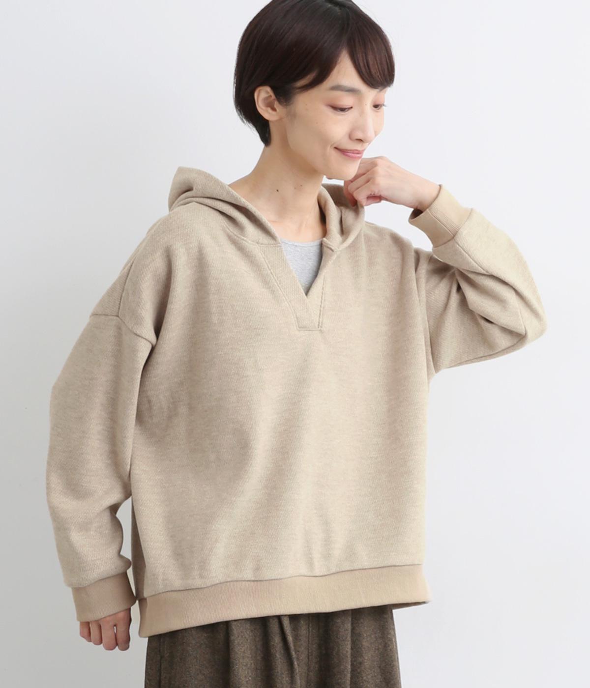 【tukuroi by SUN VALLEY】ハニカム起毛カットソーパーカー(オートミール-F)