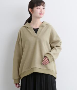 【tukuroi by SUN VALLEY】ハニカム起毛カットソーパーカー(グレージュ-F)