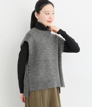 【tukuroi by SUN VALLEY】アルパカ混ニットミドルゲージベスト(チャコールグレー-F)