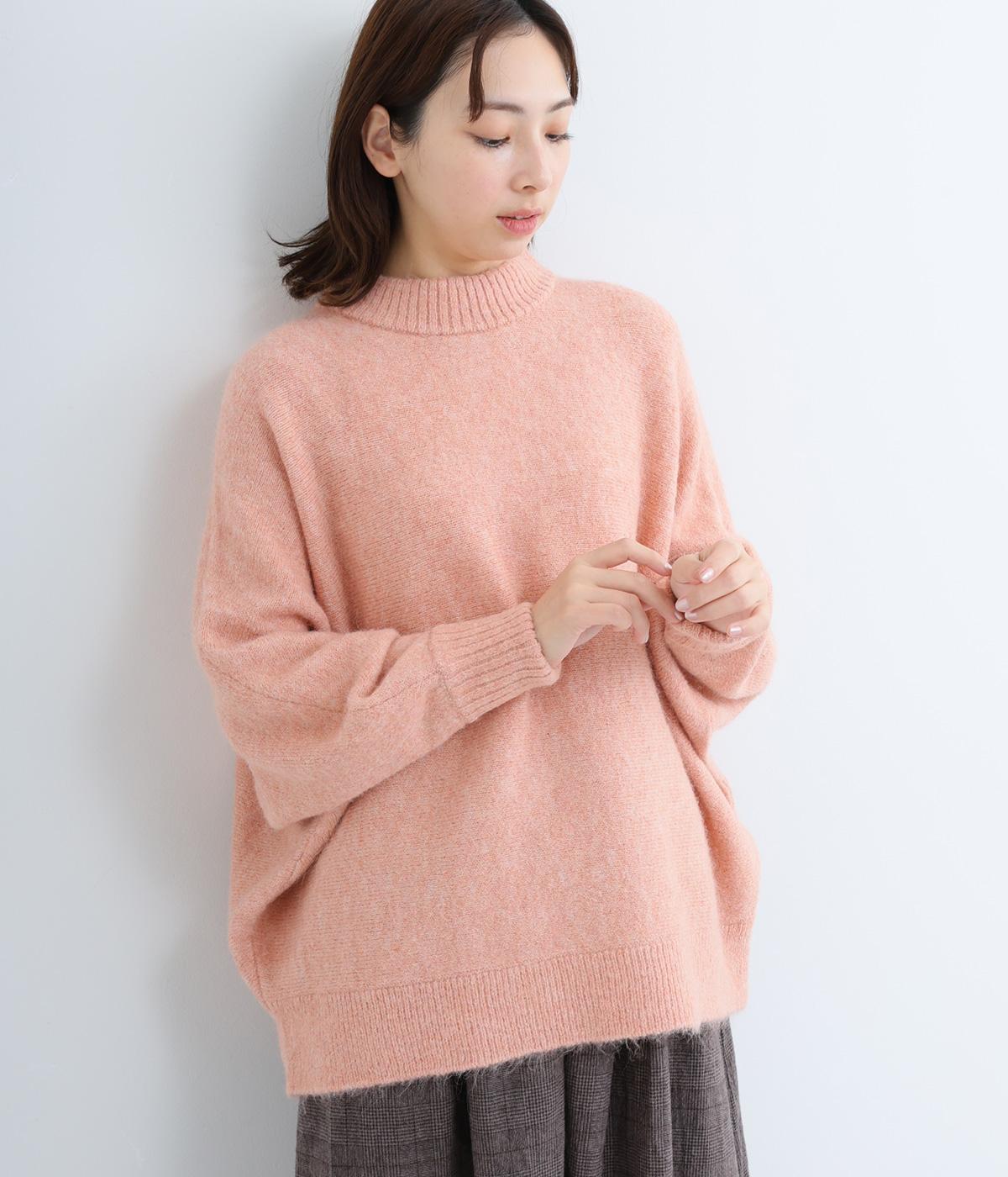 【tukuroi by SUN VALLEY】アルパカ混ニットミドルゲージ天竺編みドルマンプルオーバー(フラミンゴ-F)