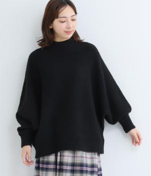 【tukuroi by SUN VALLEY】アルパカ混ニットミドルゲージ天竺編みドルマンプルオーバー(クロ-F)