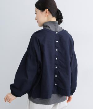 オックス日本製品染前後2way長袖ブラウス(ダークネイビー-F)