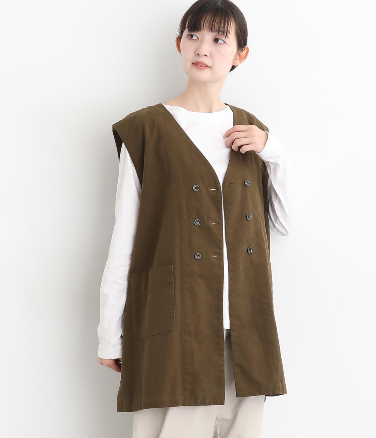 ソフトコットン綾織ピーチ起毛ベスト(ブラウンケーキ-F)