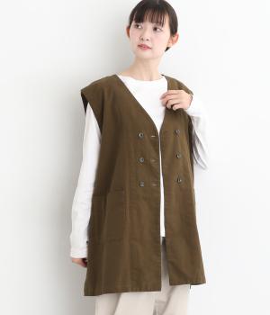 ソフトコットン綾織ピーチ起毛ベスト(ブラウンケーキ-F)