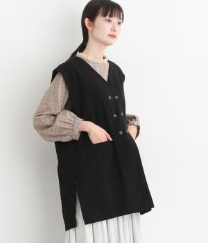 ソフトコットン綾織ピーチ起毛ベスト(クロ-F)