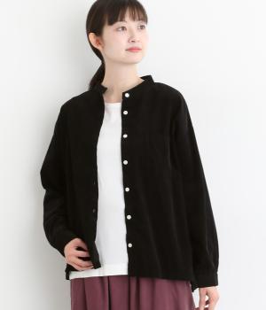 コーデュロイ長袖ブラウス(クロ-F)