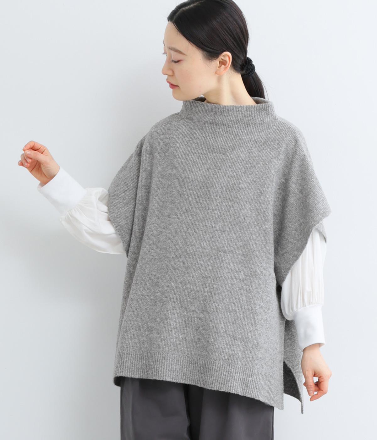 五者混総針編みニットベスト(グレー-F)