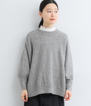 五者混天竺編みドルマン9分袖ニット(グレー-F)