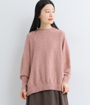 五者混天竺編みドルマン9分袖ニット(ピンク-F)