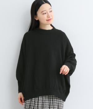 五者混天竺編みドルマン9分袖ニット(クロ-F)