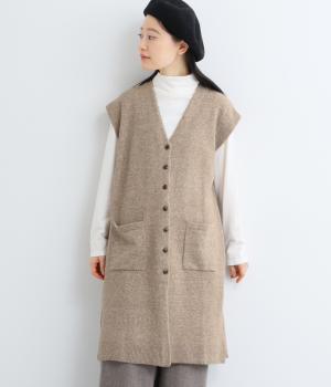 五者混天竺編みニットジレ