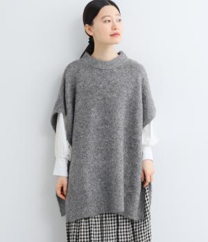 ウール混ループヤーンニットベスト(グレー-F)