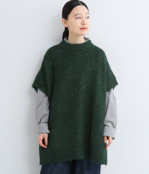 ウール混ループヤーンニットベスト(グリーン-F)