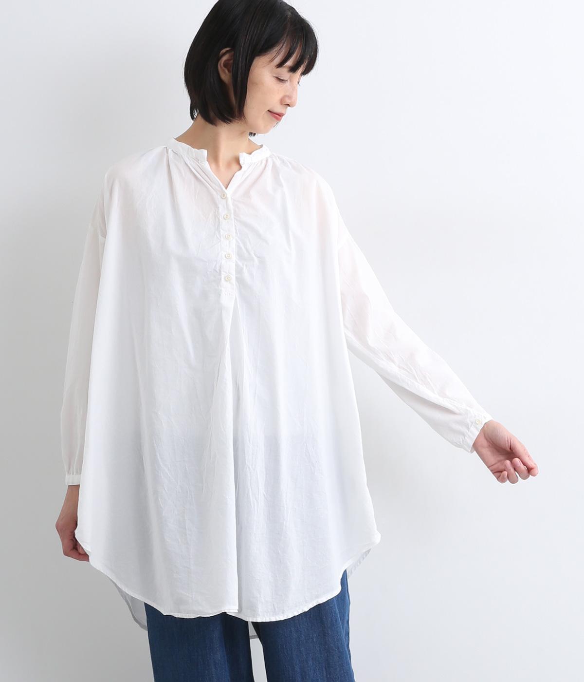 コットンローン日本製品染　チュニックブラウス(オフシロ-F)