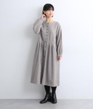 【tukuroi by SUN VALLEY】コットンジャカード日本製品染　2wayワンピース(パープルグレー-F)