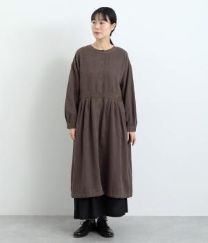 【tukuroi by SUN VALLEY】コットンジャカード日本製品染　2wayワンピース(ミスティブラウン-F)