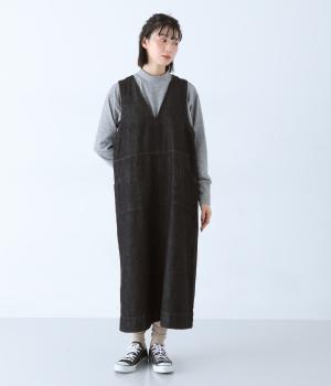 コットン甘織デニム　ジャンパースカート(クロ-F)