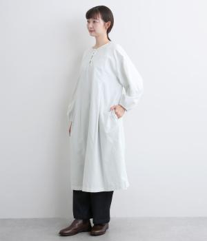 コットンオックス日本製品染タックワンピース(スノーホワイト-F)