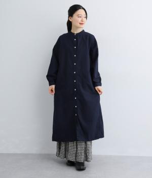 オックス日本製品染長袖ワンピース(ダークネイビー-F)