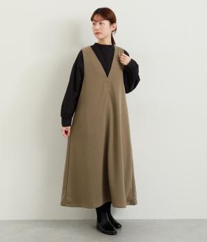 ウール混TRダブルフェイス前後2wayワンピース