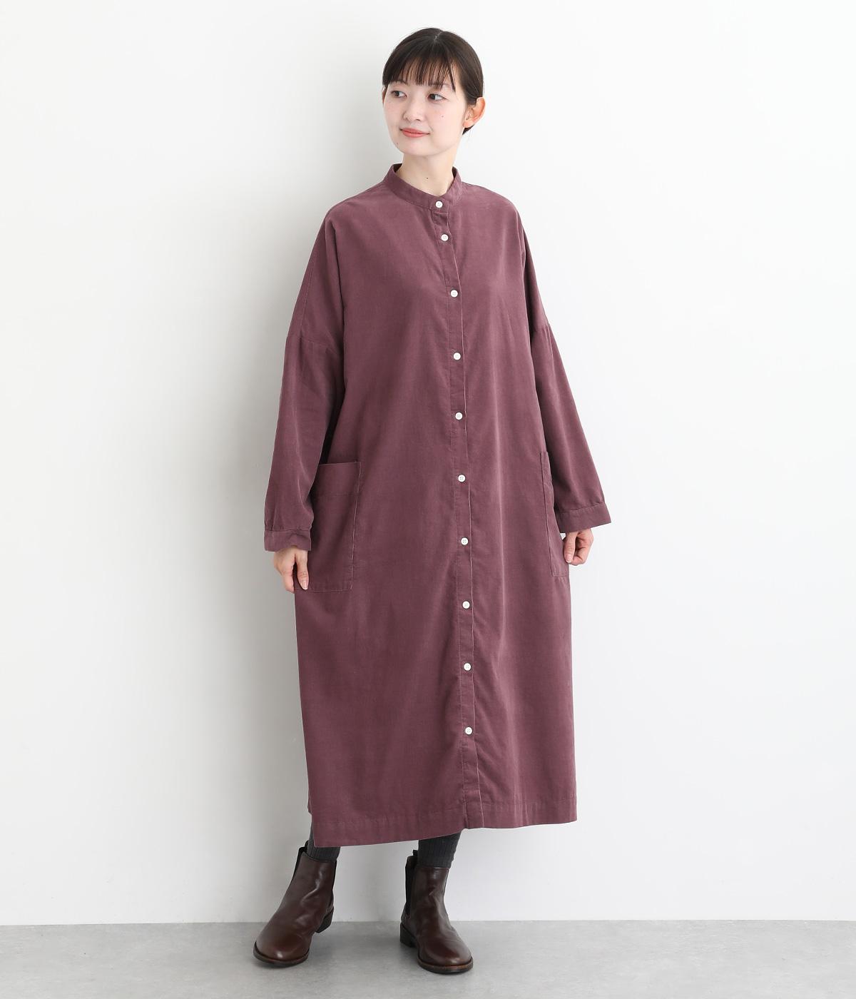 コーデュロイ長袖ワンピース(モーヴ-F)